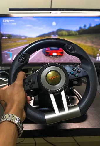 Volante Gamer PXN-V3PRO c/ Pedais - Seminovo