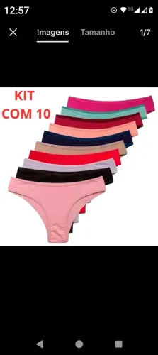 KIT 10 calcinhas em algodão qualidade Premium