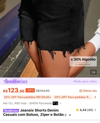 Short Jeans shein novo
