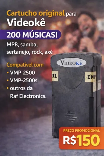 Cartucho Original Videokê Raf Electronics - 200 Músicas (Compatível VMP?2500 / VMP?2500s)