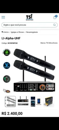 Microfone Sem fio Tsi Alpha Recarregável 