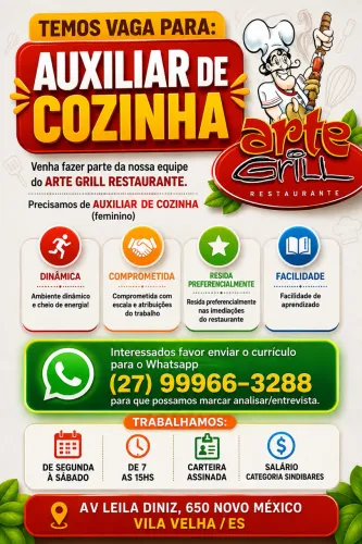 Vaga para auxiliar de cozinha