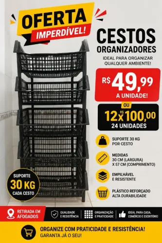 Cesto organizador empilhável até 30kg