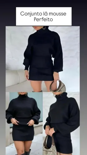 Conjunto em lã Tam médio preto ou cinza