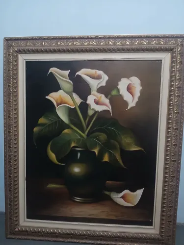 Quadro Clássico Pintura Óleo Sobre Tela (1,27m x 1,07m) Moldura Dourada Envelhecida
