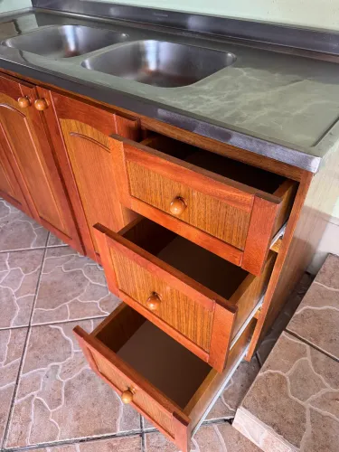 Balcão com pia de inox Cuba dupla