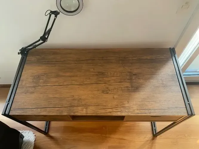 Escrivaninha & Mesa De Escritório Wooden Ipê E Preta