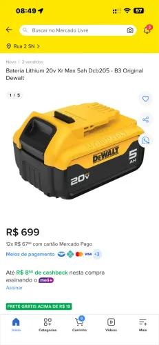 DeWALT 20v 5Ah - novo -  original