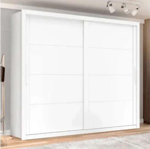Guarda Roupas Casal 2 Portas De Correr 6 Gavetas Modena Branco