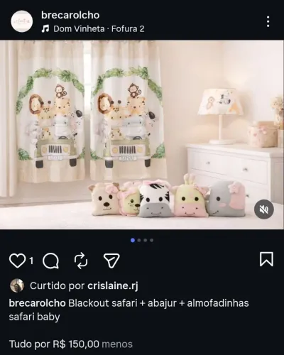 Safari - Blackout+abajur+bichinhos feltro
