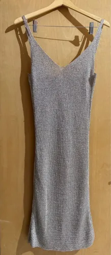 vestido de tricô feminino metalizado único