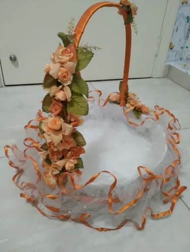 Cesta decorada lembrancinhas casamento bebê