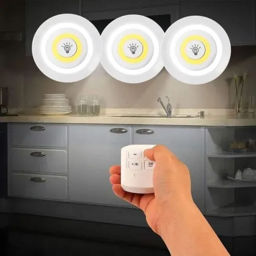 Kit 3 Lampadas Luminaria Led Controle Sem Fio Spot Remoto 15w