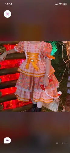 Vestido infantil festa junina quadrilha