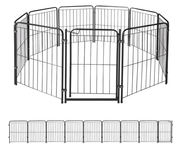 Cercado Cachorro Grande Portao 8 Modulos 344x98cm Cor Preto