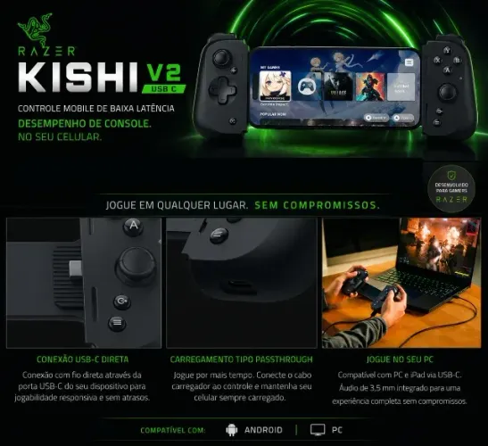 Controle USB C Razer Kishi V2