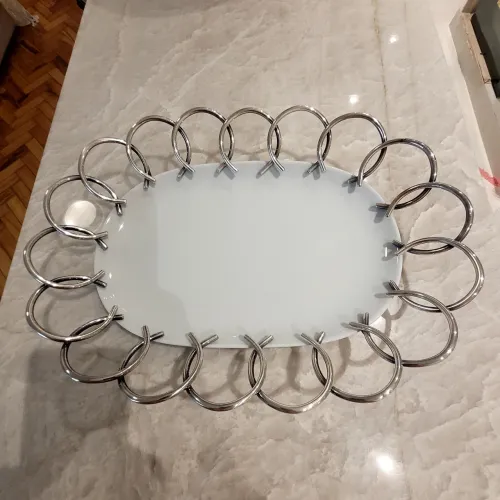 Travessa porcelana/ Banho de prata Riva