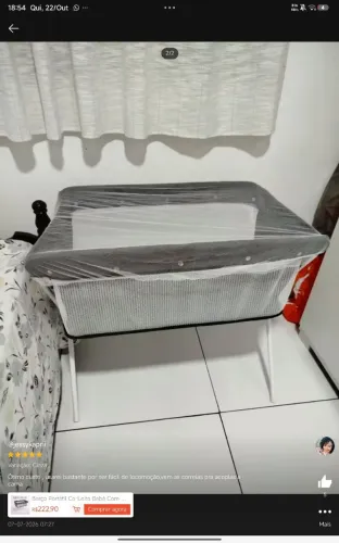 Berço auxiliar portátil, você consegue colocar em qual quer cômoda da casa leve