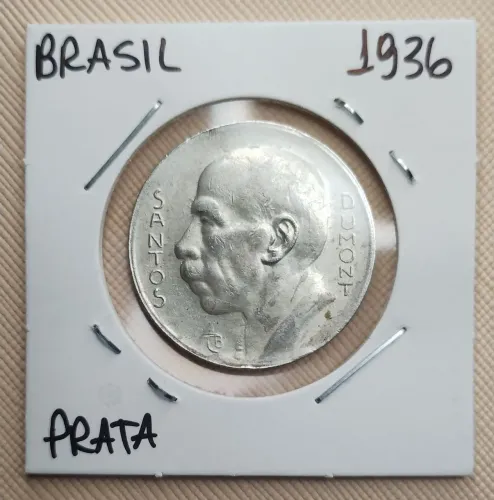 2 moedas de PRATA, Santos Dumont 1936 e 1938