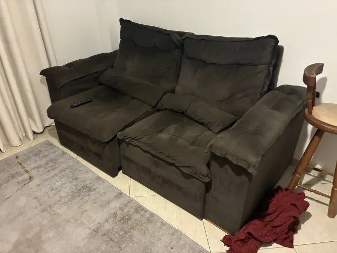Sofá retrátil reclinável 2m veludo