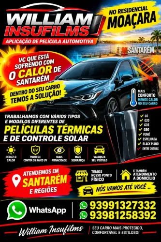 Aplicação de Insufilms automotiva em Santarém 