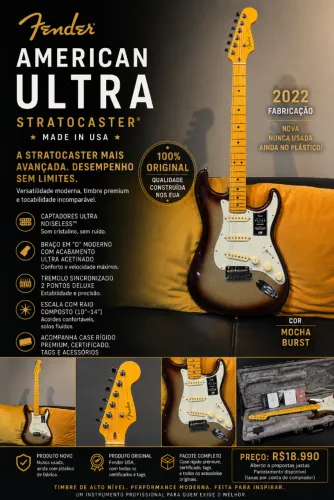 Guitarra Fender American Ultra Stratocaster Nova - Raridade no Brasil