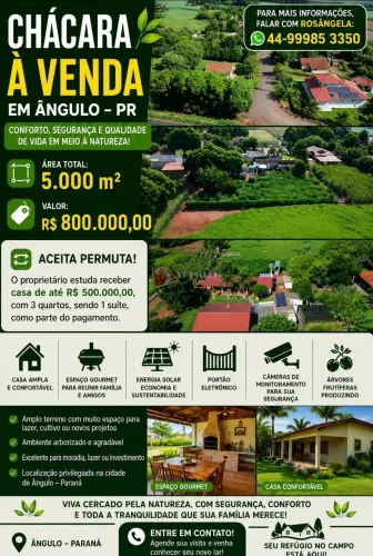 Chácara à venda em Ângulo, Centro, com 2 quartos, com 5000 m²