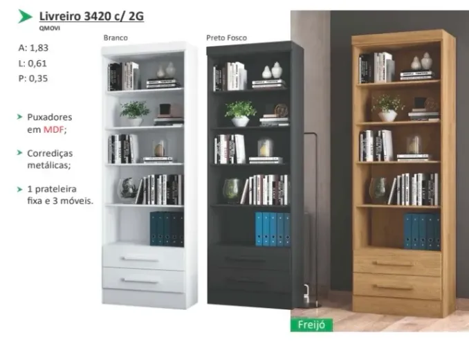Livreiro Multiuso com 2 gavetas - Promoção