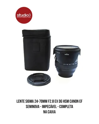 Lente Sigma 24-70mm F2.8 EX DG HSM Canon EF - Seminova - Completa - Na caixa
