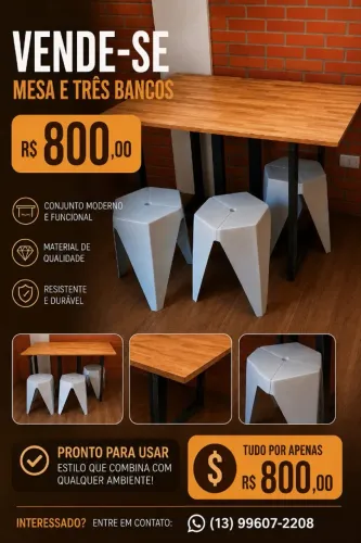 Mesa de cozinha e três bancos