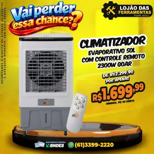 Climatizador Evaporativo 50L Com Controle Remoto 2300w Goar