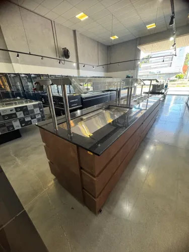 Buffet para restaurante completo 10 cubas aquecidas, 8 refrigeradas,módulo porta pratos
