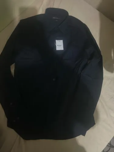 camisa social manga longa, azul. Nova.