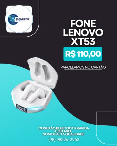 Fone Bluetooth Lenovo XT53 - Novo!