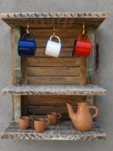 Porta xícaras rústico