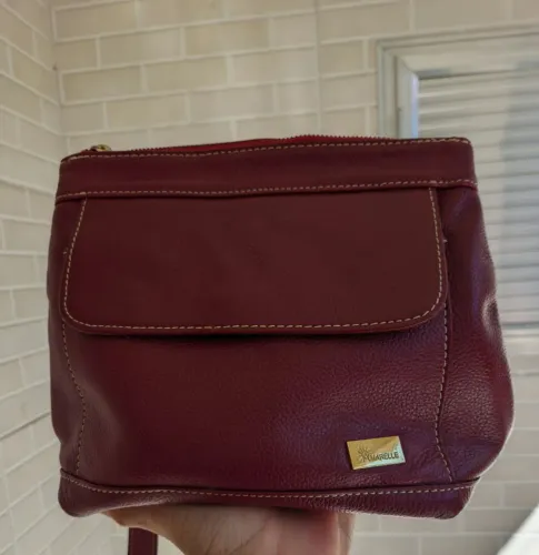 Bolsa Amarelle de Couro Legítimo - Cor Vinho