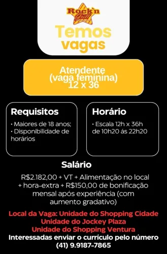 Atendente 12x36