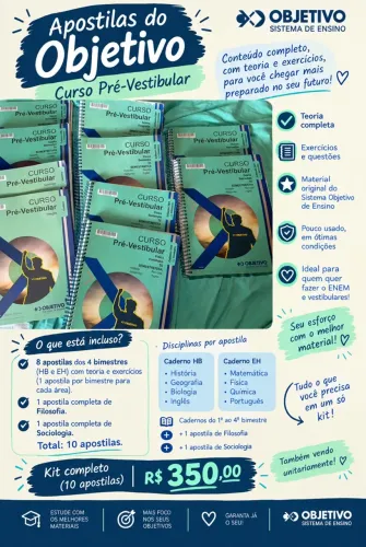 KIT DE 10 APOSTILAS OBJETIVO PRÉ- VESTIBULAR
