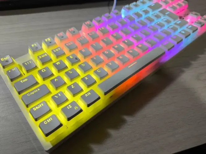 Teclado Mecânico Gamer Ninja Leap Pudim, Switch Blue, Rainbow, Abnt2, White Seminovo