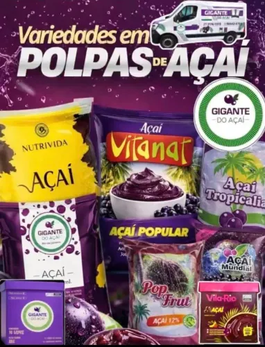 Polpa de açaí,  atacado e varejo a partir de 9,49
