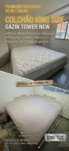 Colchão King Size Gazin Tower New (Molas Ensacadas) - Promoção Desapego