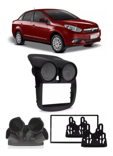 Moldura De Painel Dvd 2 Din Fiat Grand Siena 2013 à 2020 - Com Duto de Ar - Black Piano