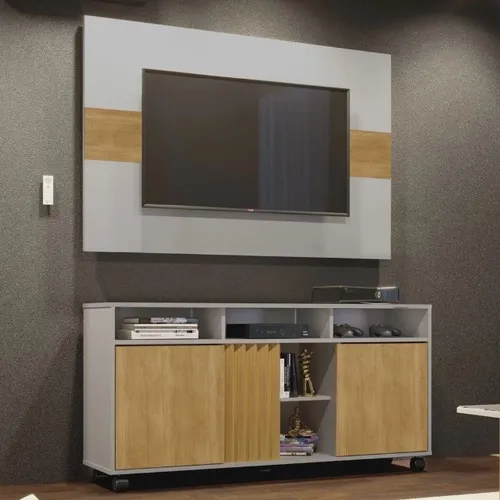 Rack com Rodizíos + Painel para TV Até 65". Produdo Novo Direto da Fábrica!