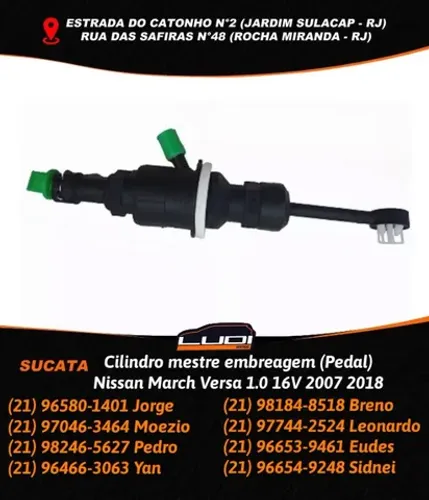 Cilindro mestre embreagem (Pedal) Nissan March Versa 1.0 16V 2007 2018
