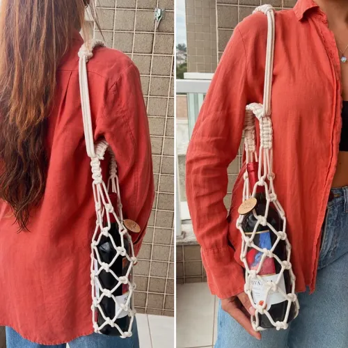 Porta Garrafa de Vinho em Macramê