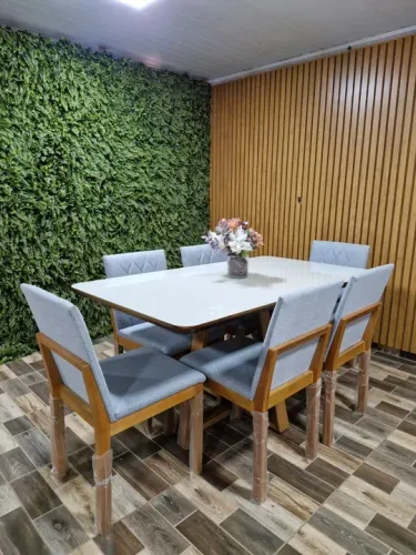 Mesa de jantar c/ 6 cadeiras linho 1.60 x 90