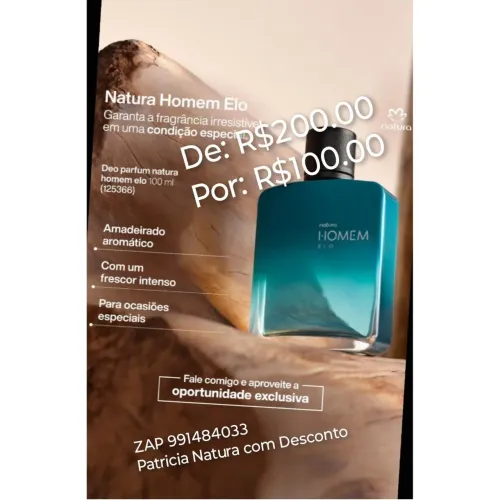 Natura homem Ello 100ml 100.00 promoção 