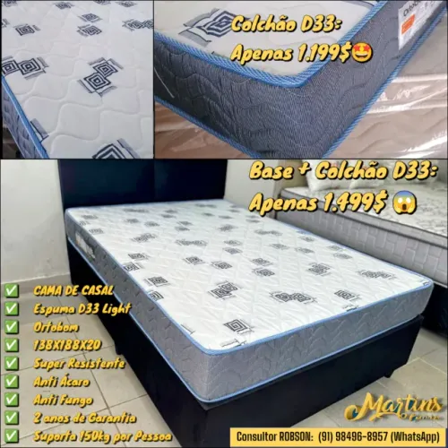 Cama de Casal, Colchão Espuma D33 Light Ortobom 