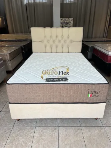 BOX CASAL COM COLCHÃO TORINO DE MOLAS ENTREGA IMEDIATA 