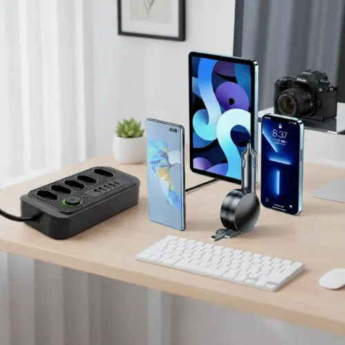 Extensão Adaptador 5 Tomadas  4 Usb 1 USC B Bivolt 2metros Preto